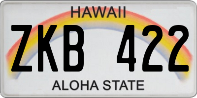 HI license plate ZKB422