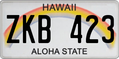 HI license plate ZKB423
