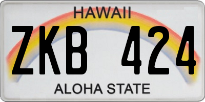 HI license plate ZKB424