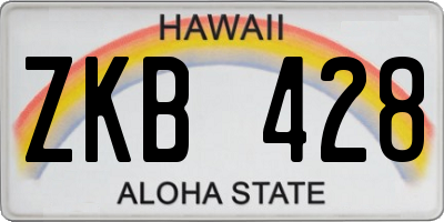 HI license plate ZKB428