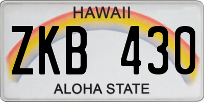 HI license plate ZKB430