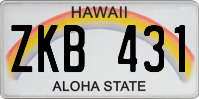 HI license plate ZKB431
