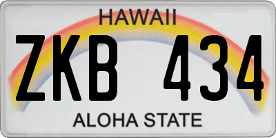 HI license plate ZKB434