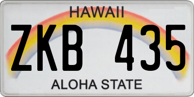 HI license plate ZKB435