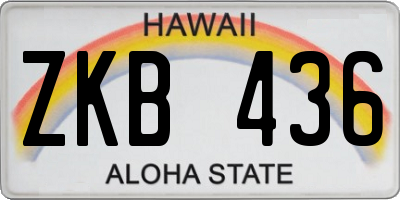 HI license plate ZKB436