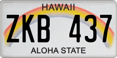 HI license plate ZKB437
