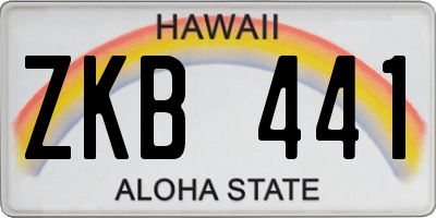 HI license plate ZKB441