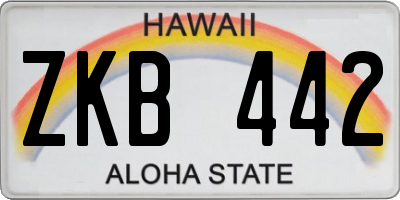 HI license plate ZKB442