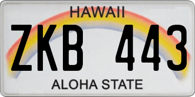 HI license plate ZKB443