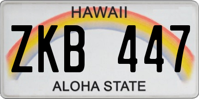 HI license plate ZKB447