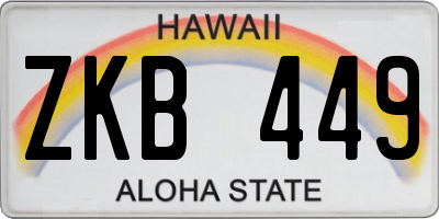 HI license plate ZKB449