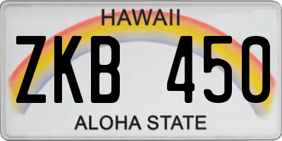 HI license plate ZKB450
