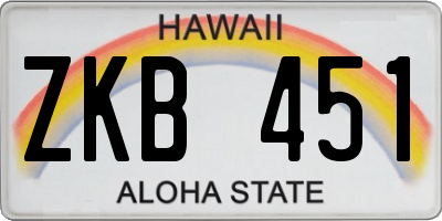 HI license plate ZKB451