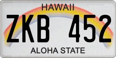 HI license plate ZKB452