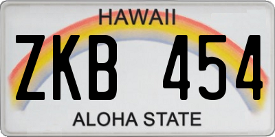 HI license plate ZKB454