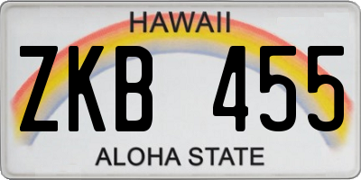 HI license plate ZKB455
