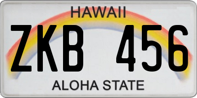 HI license plate ZKB456
