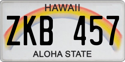 HI license plate ZKB457