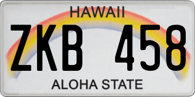 HI license plate ZKB458