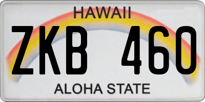 HI license plate ZKB460