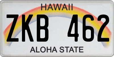 HI license plate ZKB462