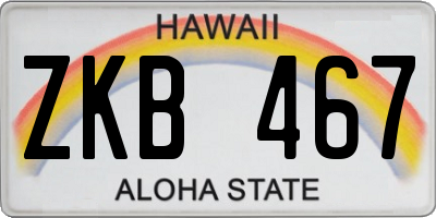 HI license plate ZKB467