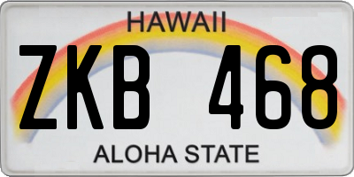 HI license plate ZKB468
