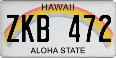 HI license plate ZKB472