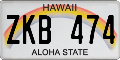 HI license plate ZKB474