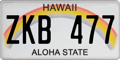 HI license plate ZKB477