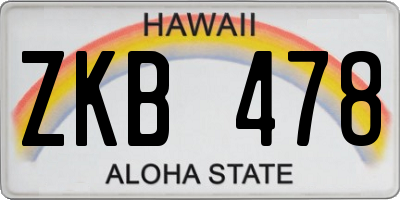 HI license plate ZKB478