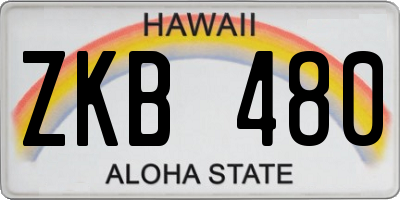 HI license plate ZKB480