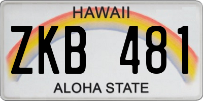 HI license plate ZKB481