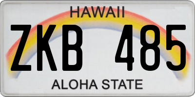 HI license plate ZKB485