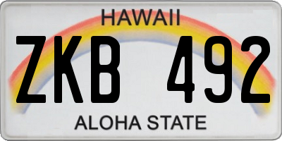 HI license plate ZKB492