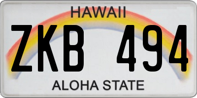 HI license plate ZKB494