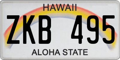 HI license plate ZKB495