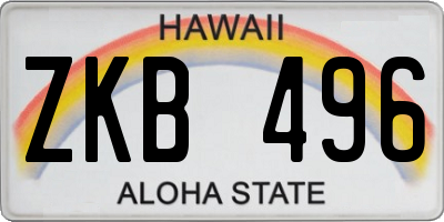 HI license plate ZKB496