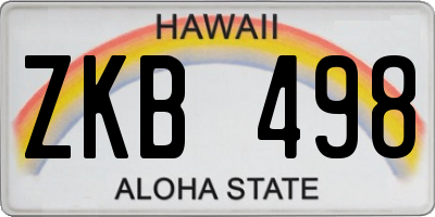 HI license plate ZKB498