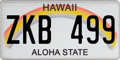 HI license plate ZKB499