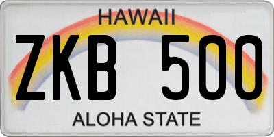 HI license plate ZKB500