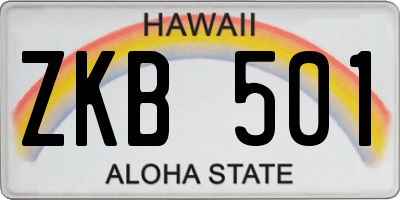 HI license plate ZKB501
