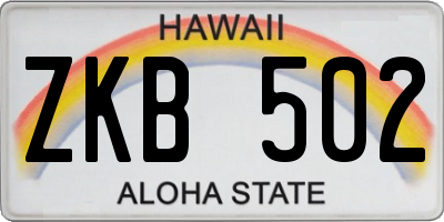 HI license plate ZKB502