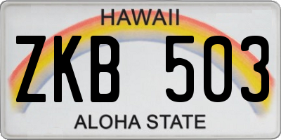 HI license plate ZKB503