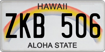 HI license plate ZKB506