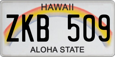 HI license plate ZKB509