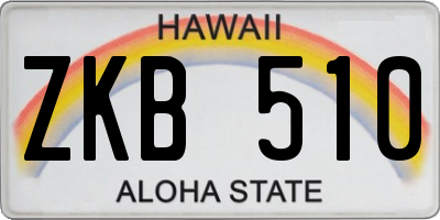 HI license plate ZKB510