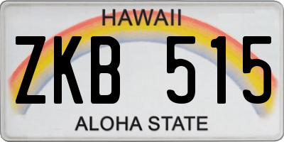 HI license plate ZKB515