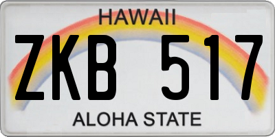 HI license plate ZKB517