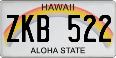 HI license plate ZKB522